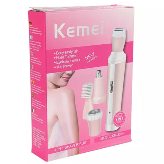 Original Kemei 4-in-1 KM-3024 Grooming Kit – Rechargeable Hair, Beard, Nose & Body Trimmer