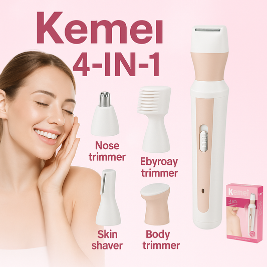 Original Kemei 4-in-1 KM-3024 Grooming Kit – Rechargeable Hair, Beard, Nose & Body Trimmer